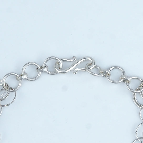Silver Multilayered Round Link Necklace