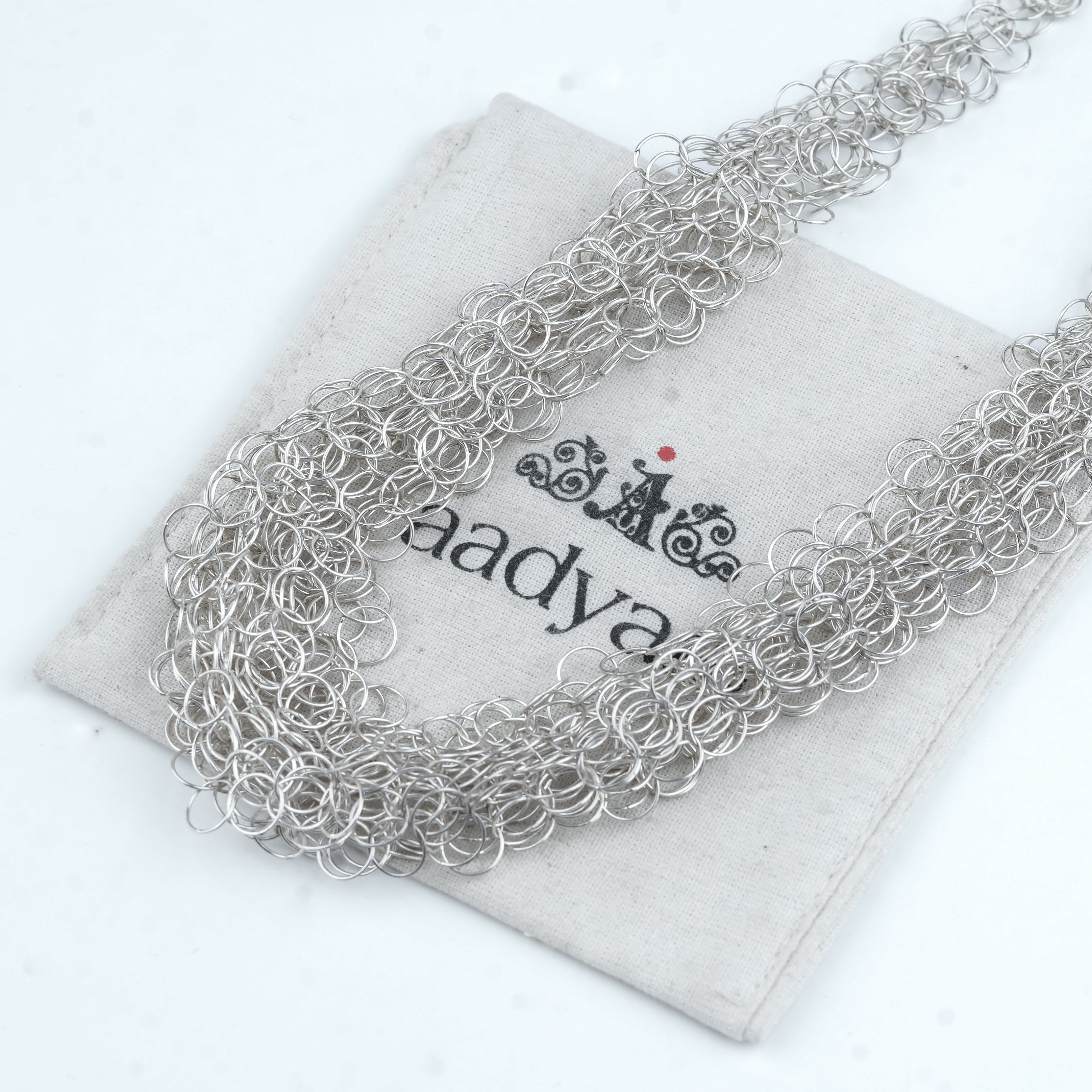 Silver Multilayered Round Link Necklace
