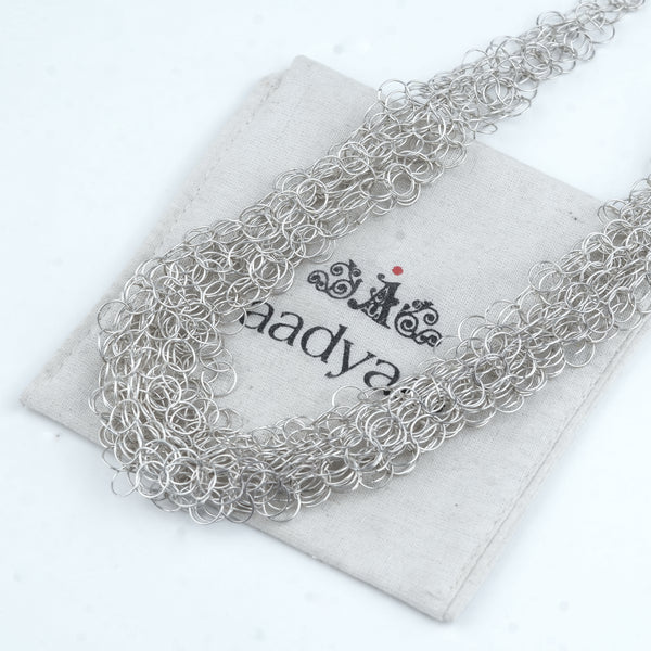 Silver Multilayered Round Link Necklace