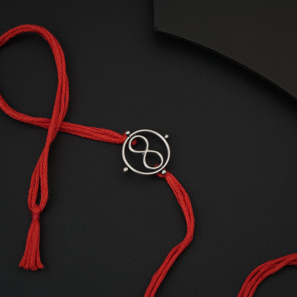 Silver Infinity Round Rakhi: Small