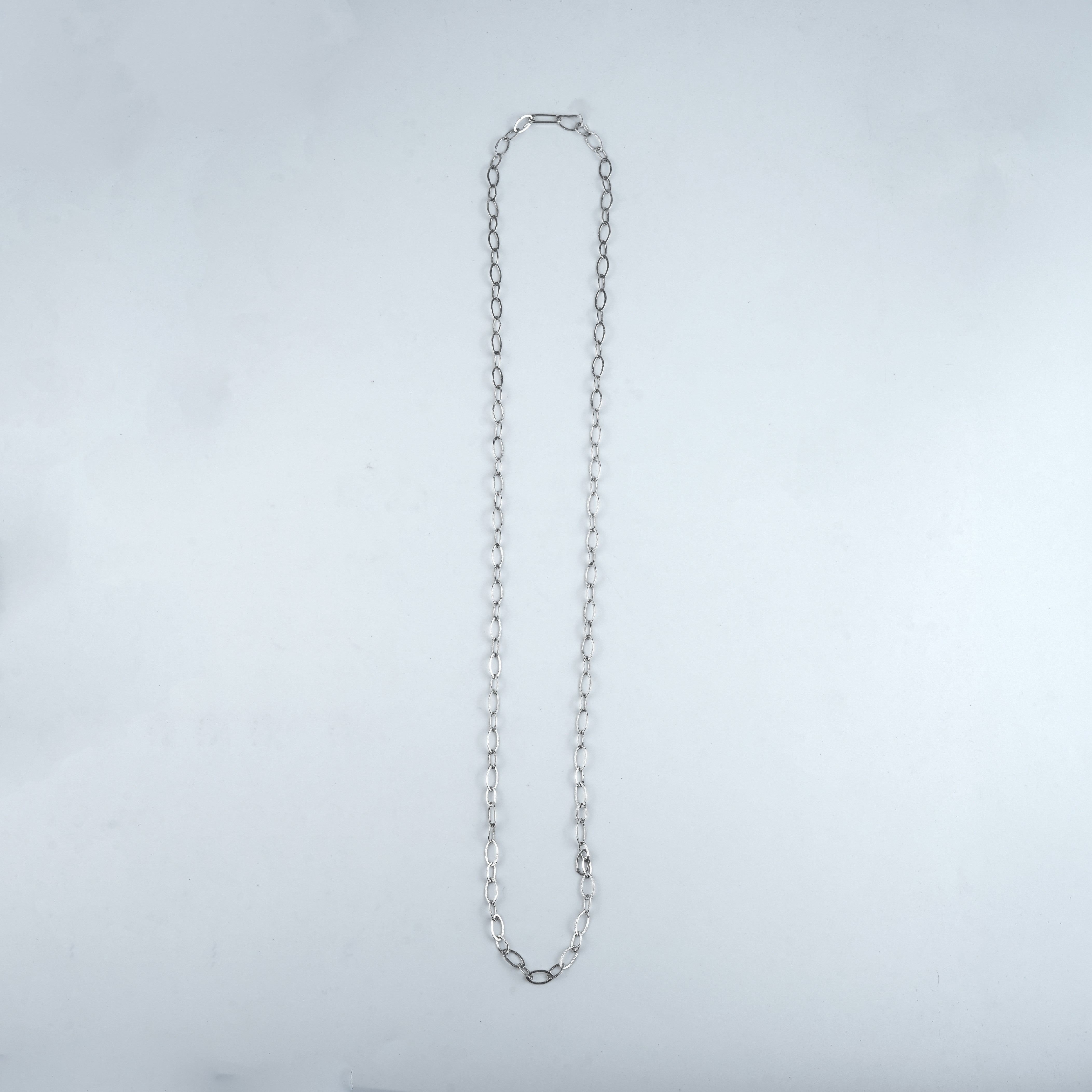 Silver Oval Link Long Necklace