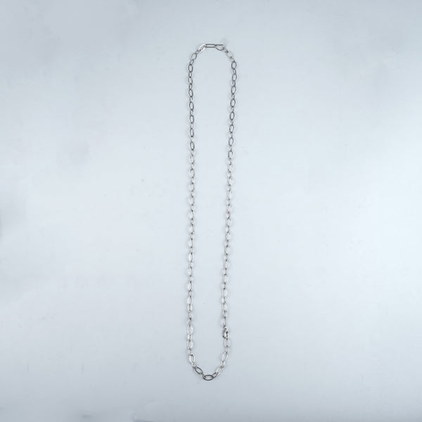 Silver Oval Link Long Necklace