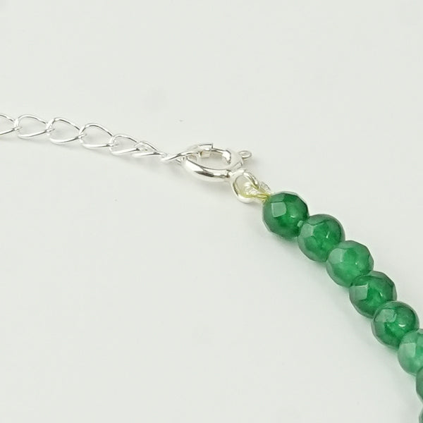 Silver Anklet - Garnet and Green Onyx