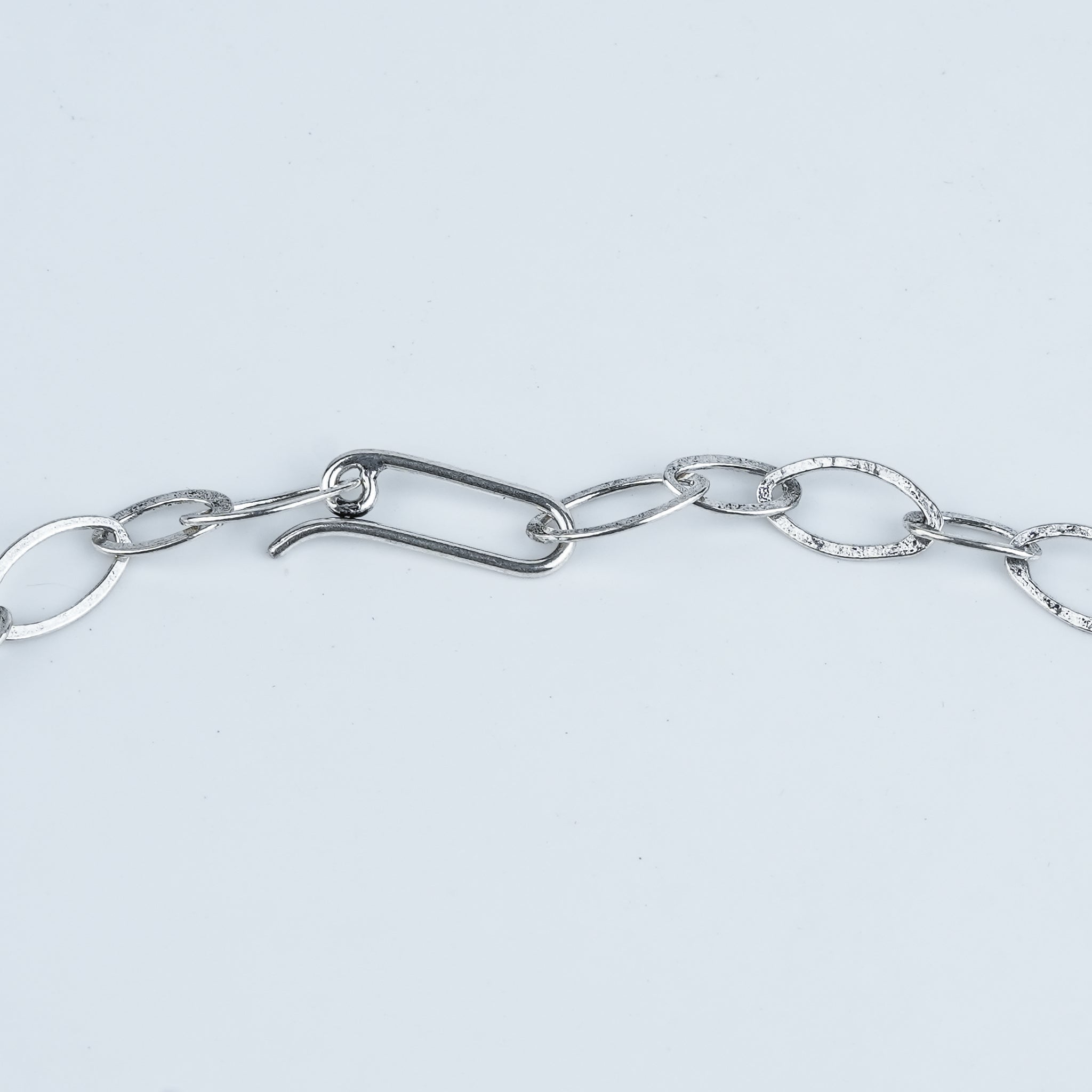 Silver Oval Link Long Necklace