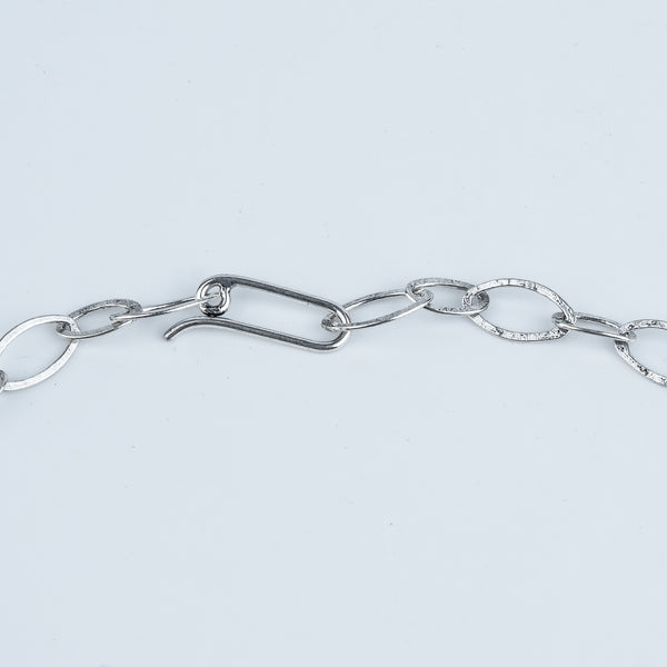 Silver Oval Link Long Necklace