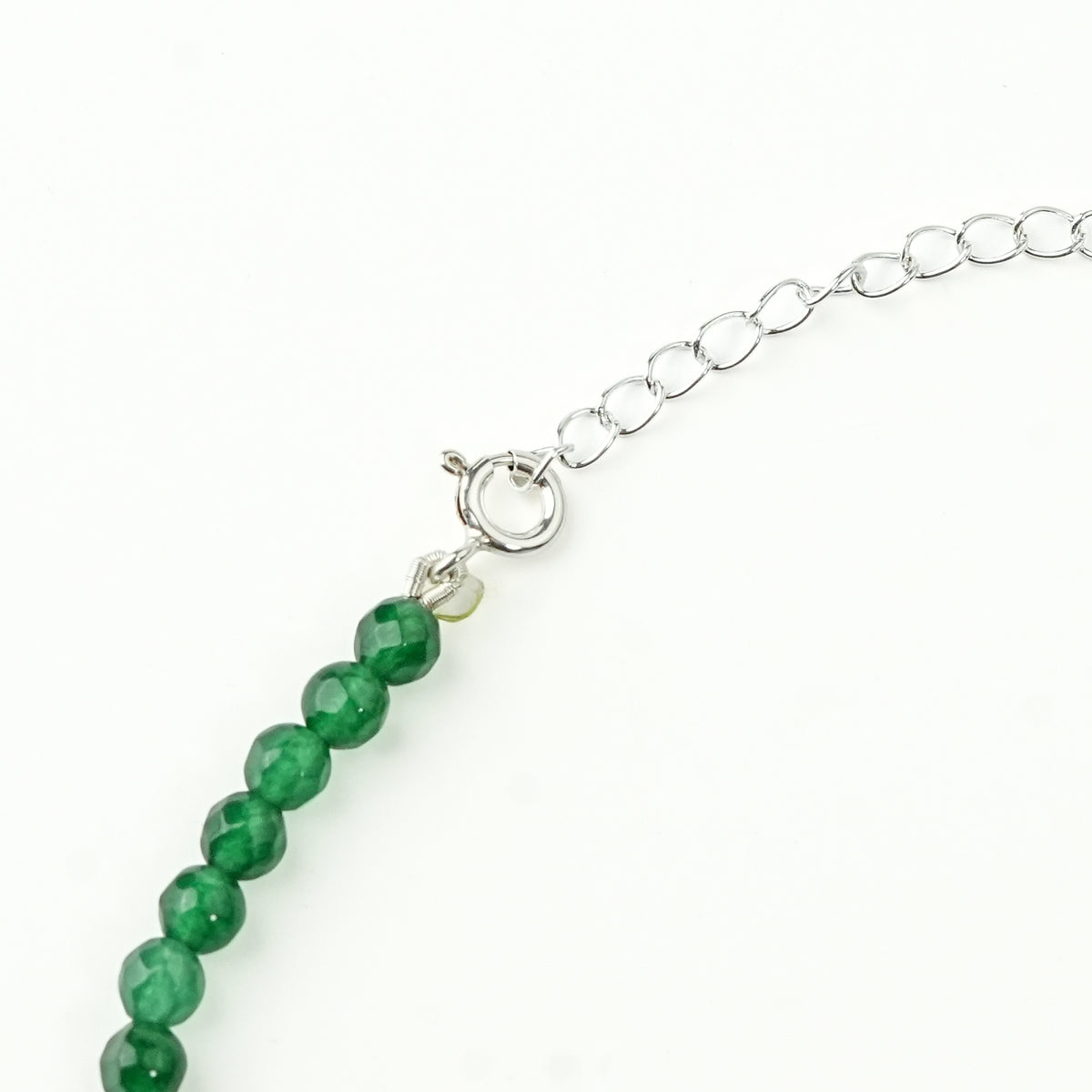 Silver Anklet - Garnet and Green Onyx