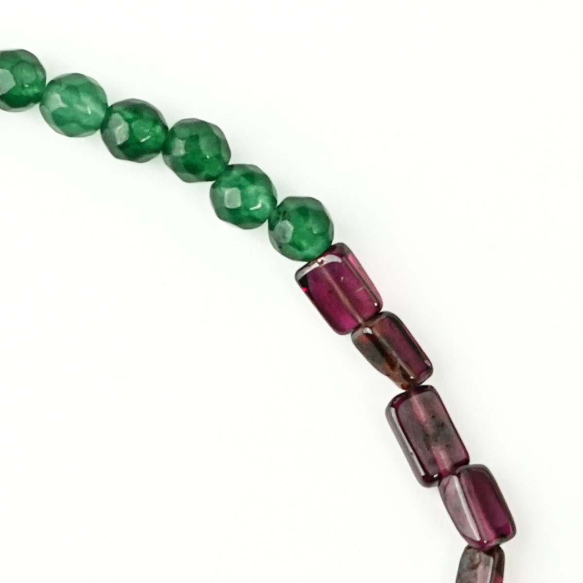 Silver Anklet - Garnet and Green Onyx