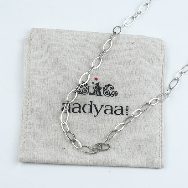 Silver Oval Link Long Necklace