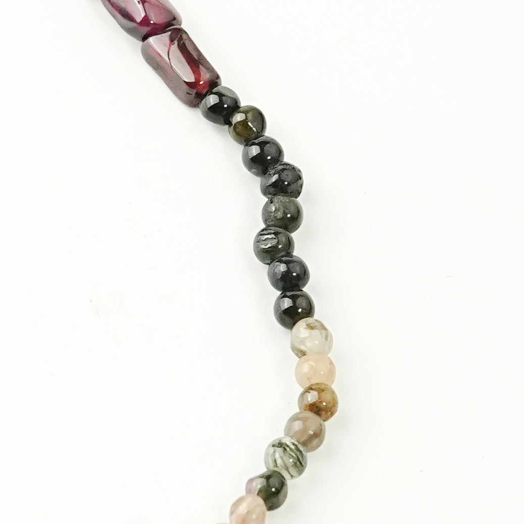 Silver Anklet - Garnet and Tourmaline
