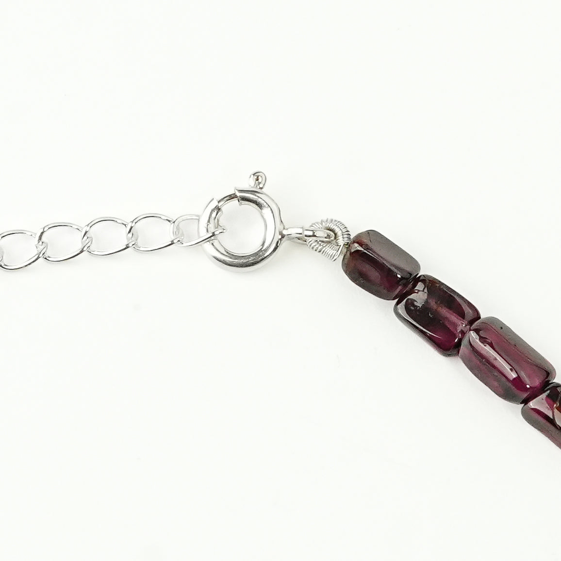 Silver Anklet - Garnet and Tourmaline