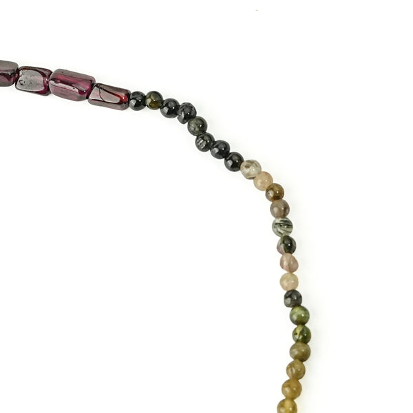 Silver Anklet - Garnet and Tourmaline