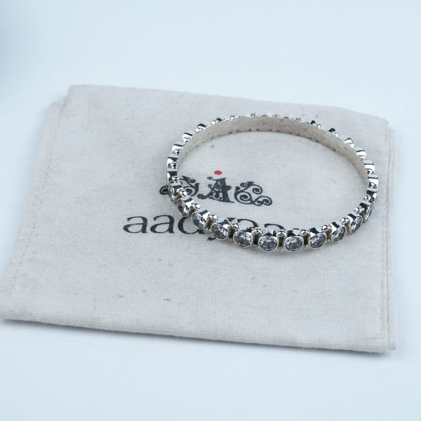 Silver Bangle with White CZ Stone