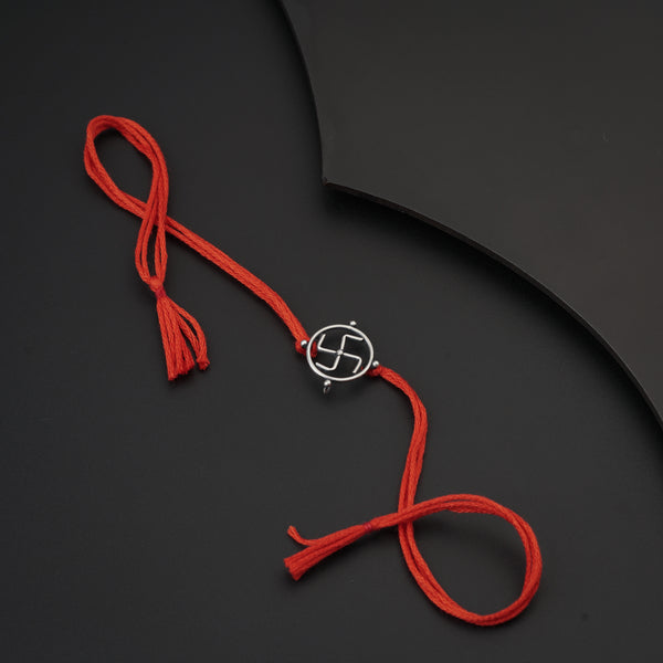 Silver Swastik Rakhi/Pendant: Small