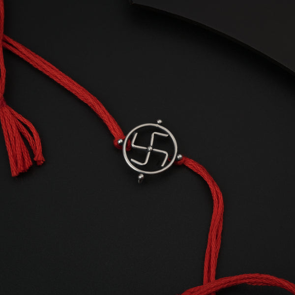 Silver Swastik Rakhi/Pendant: Small