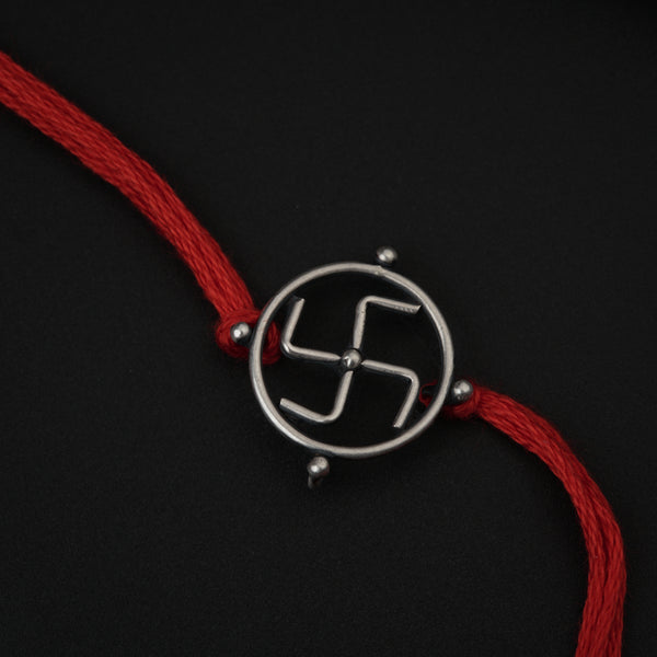 Silver Swastik Rakhi/Pendant: Small