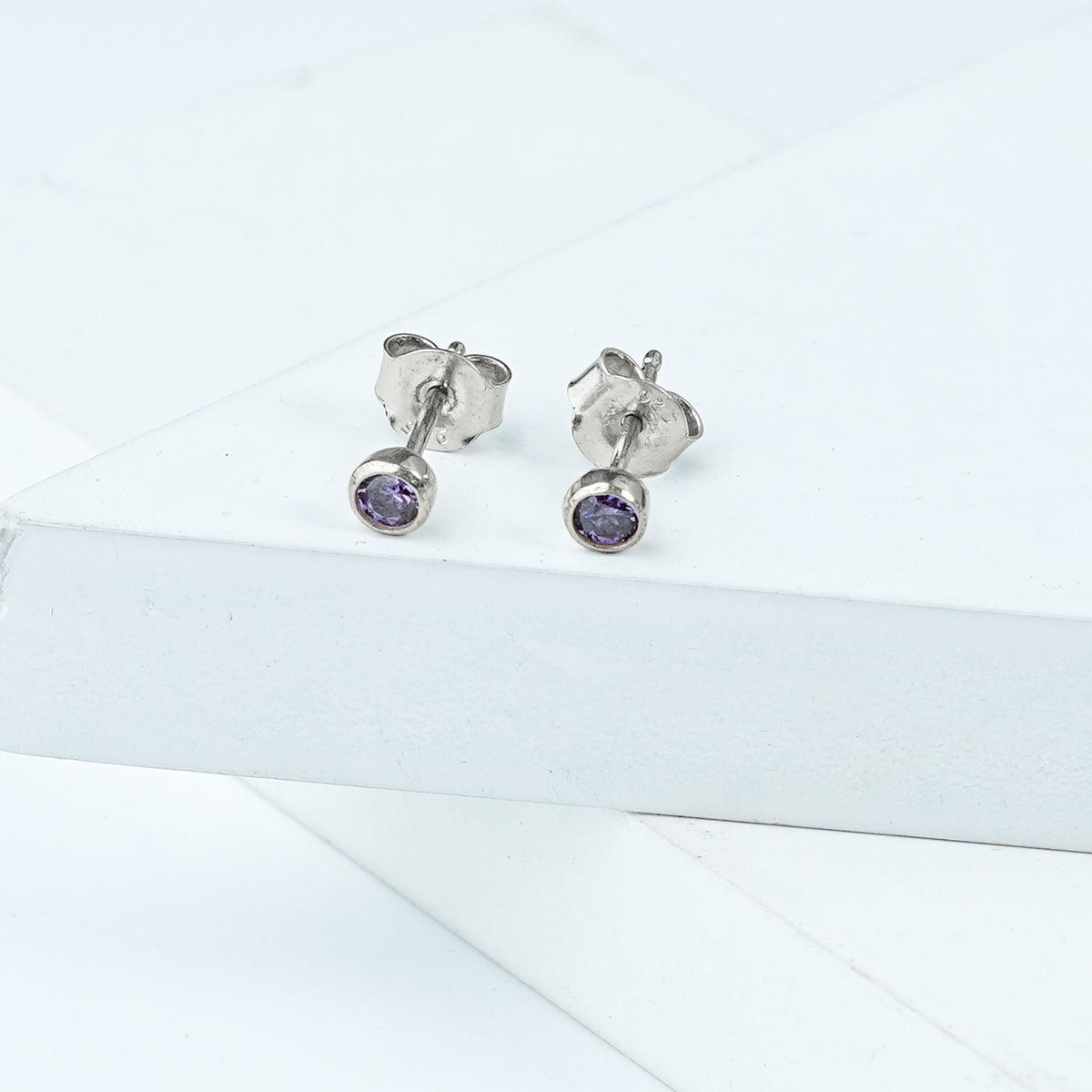 Tiny Purple CZ Stud