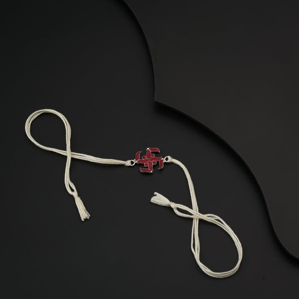 Silver Meenakari Swastik Rakhi
