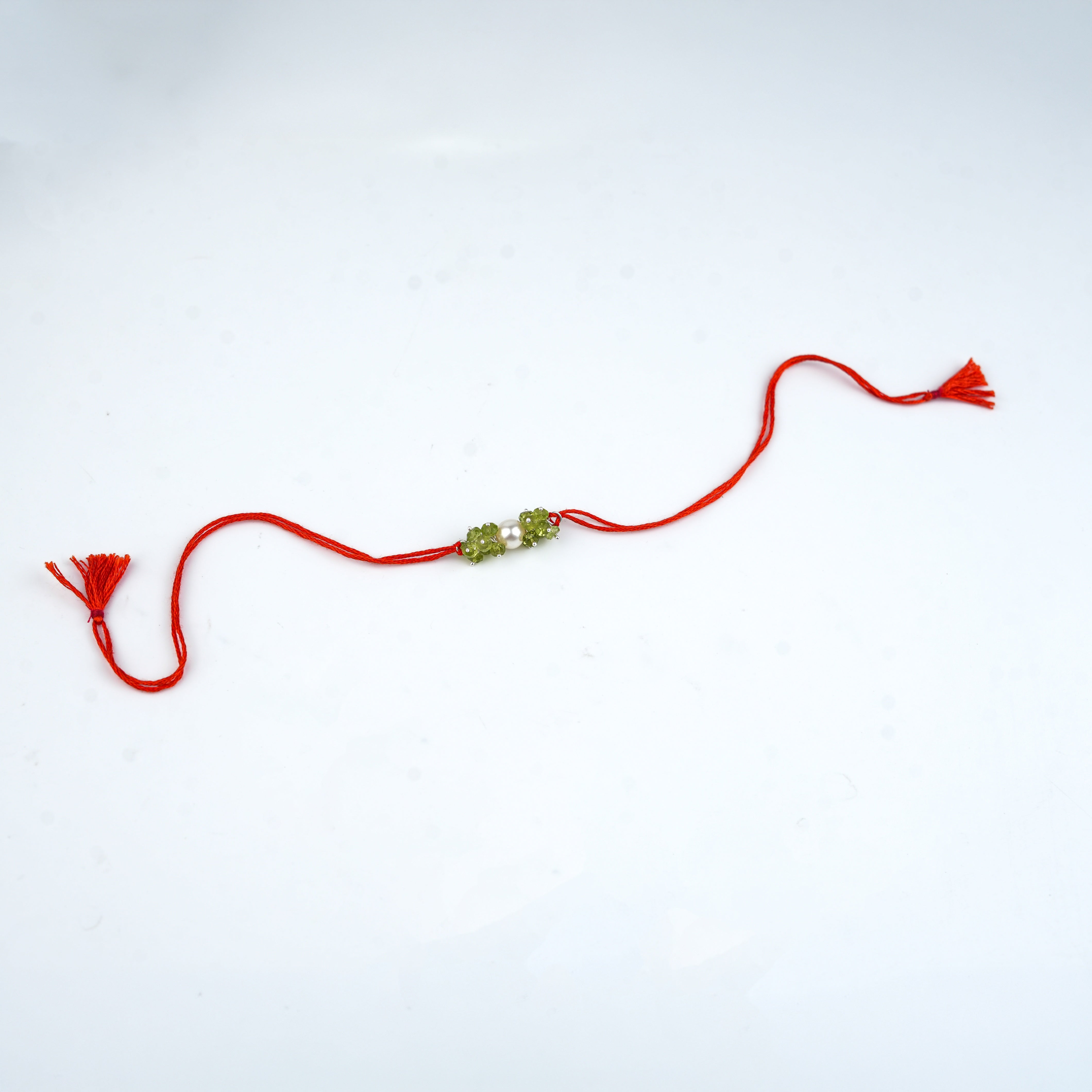 Peridot & Pearl Handmade Silver Rakhi