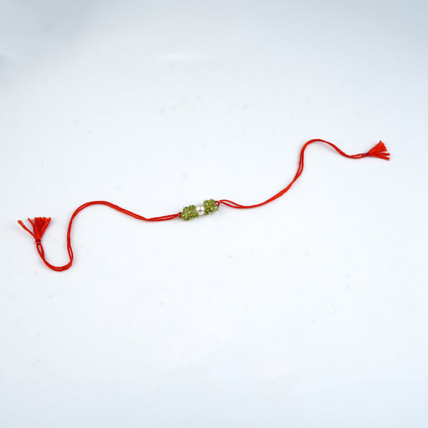 Peridot & Pearl Handmade Silver Rakhi