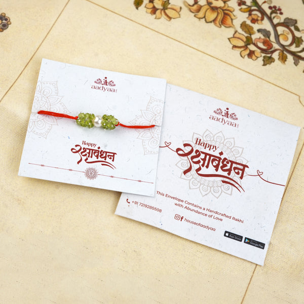 Peridot & Pearl Handmade Silver Rakhi