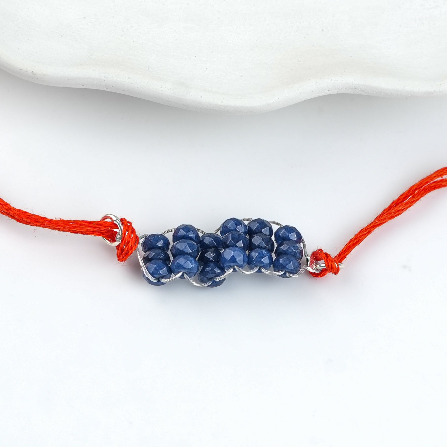 Blue Agate Handmade Silver Rakhi