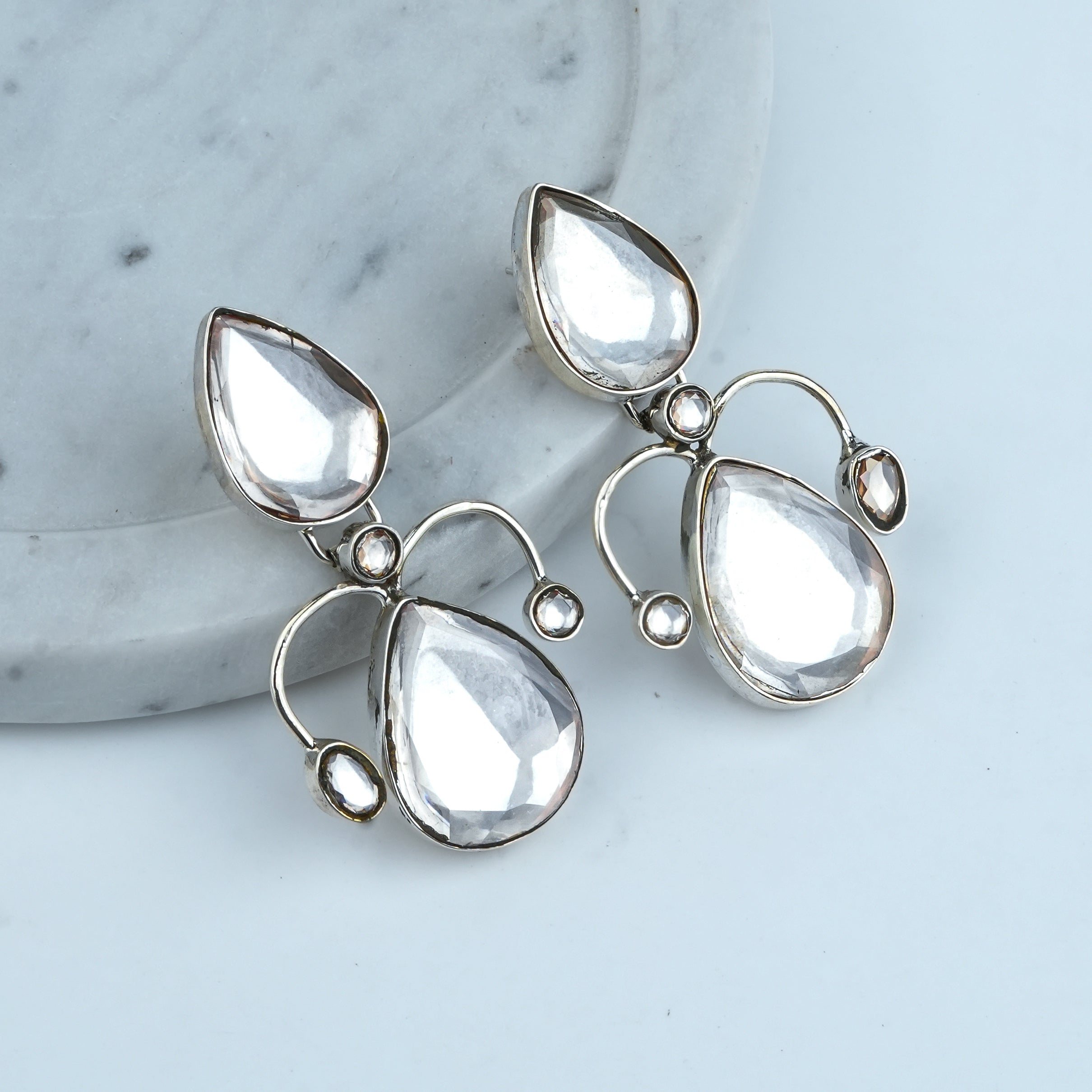 Silver Moissanite Statement Earrings