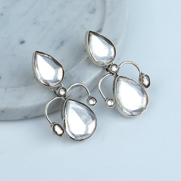 Silver Moissanite Statement Earrings