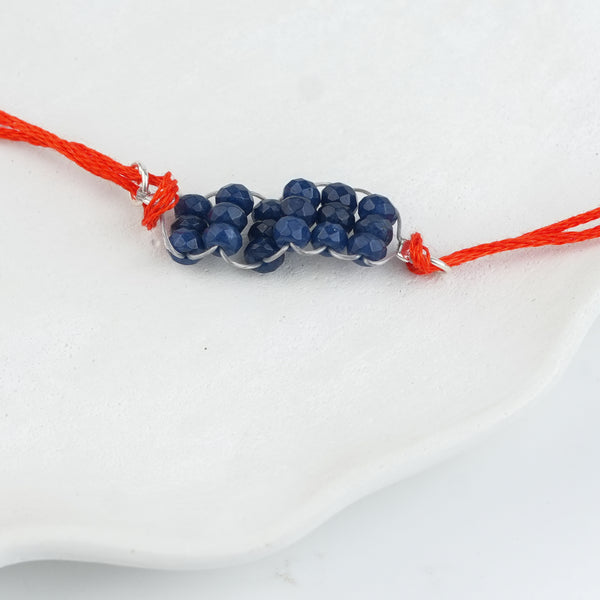 Blue Agate Handmade Silver Rakhi