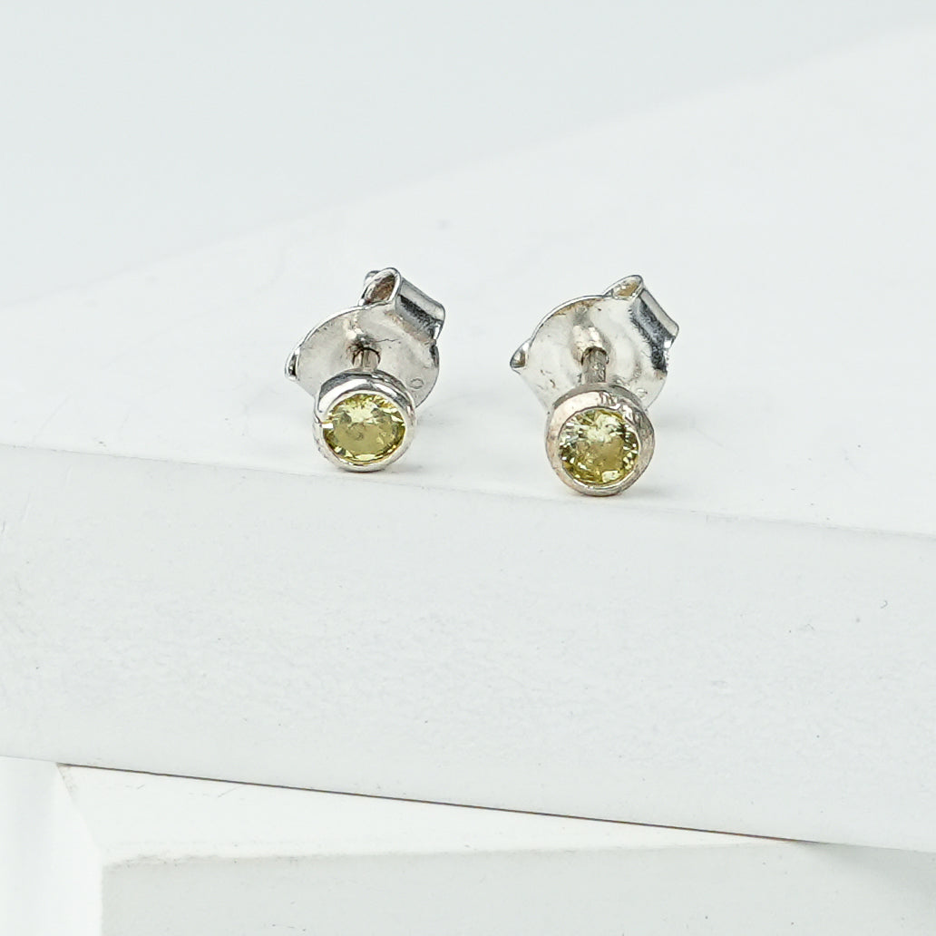 Tiny Yellow CZ Stud