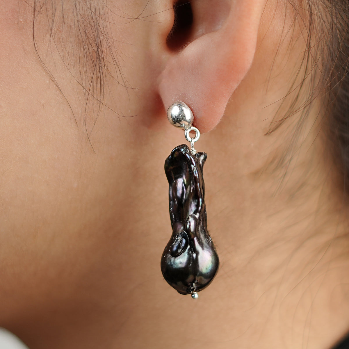 Black Baroque Pearl Earrings (Project Handmade)
