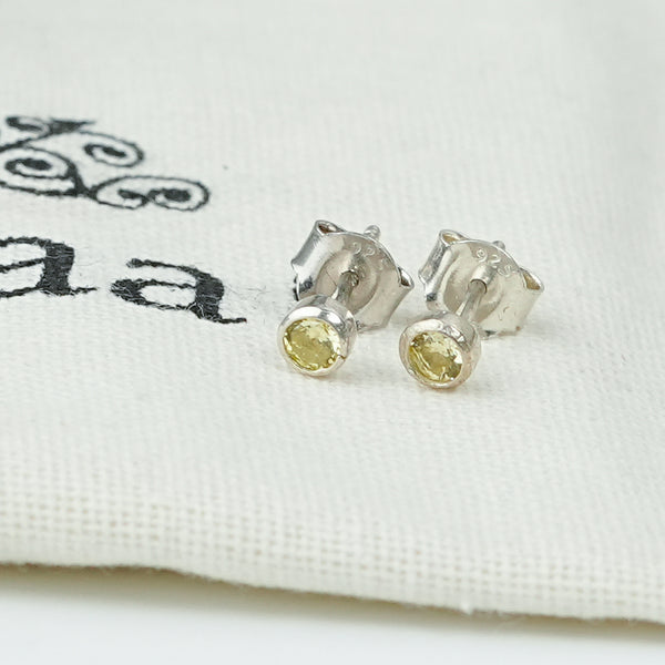 Tiny Yellow CZ Stud