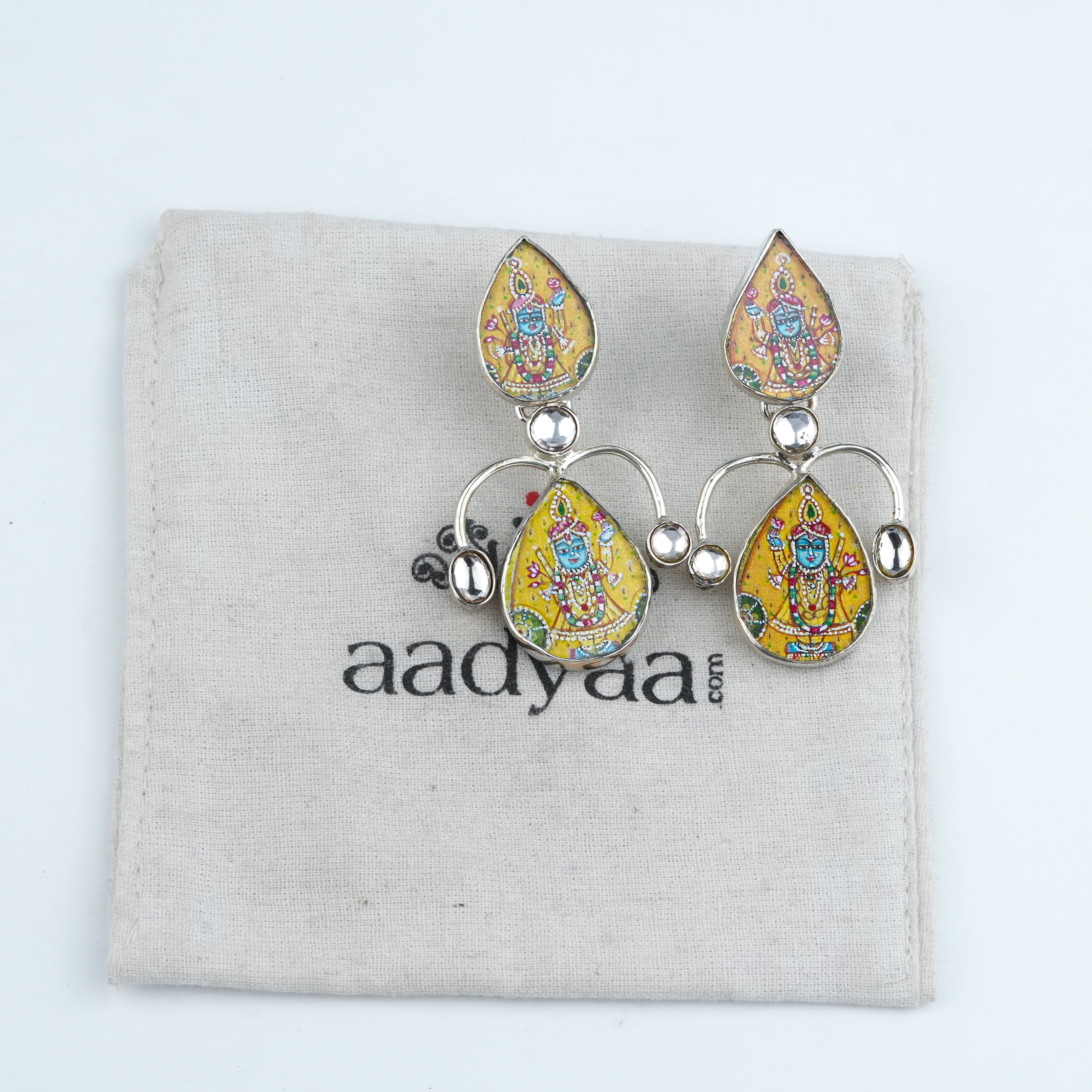 Silver Miniature Hand-Painted Statement Earrings
