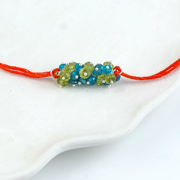 Rhodolite & Peridot Handmade Silver Rakhi