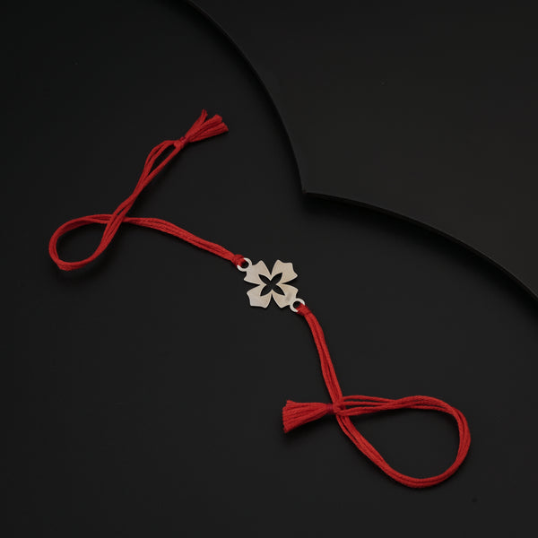 Silver Laser cut Flower Rakhi