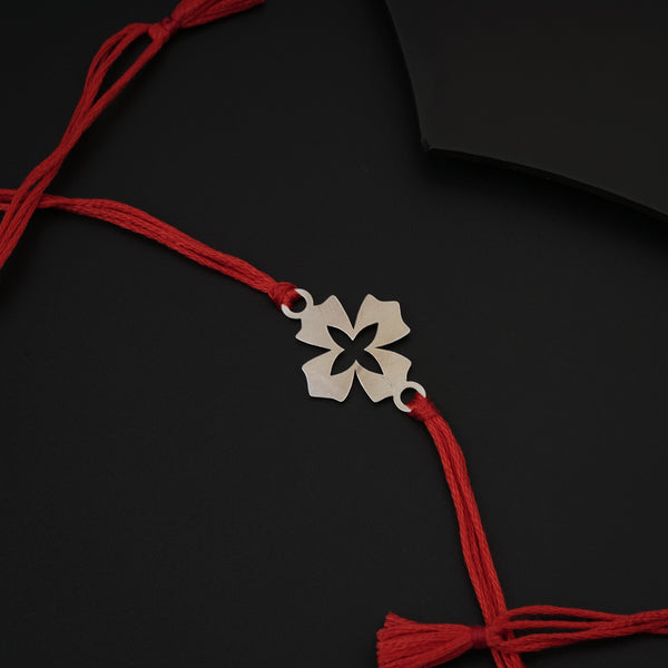Silver Laser cut Flower Rakhi