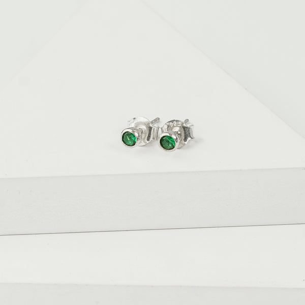 Tiny Green CZ Stud