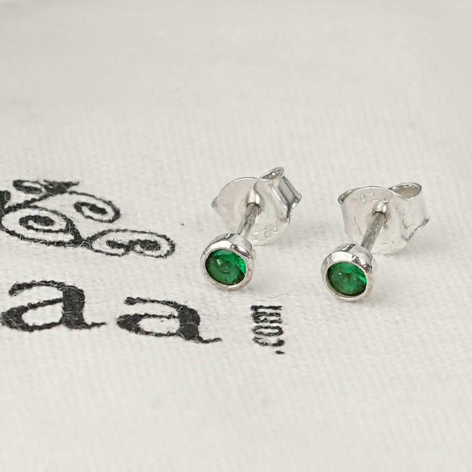 Tiny Green CZ Stud