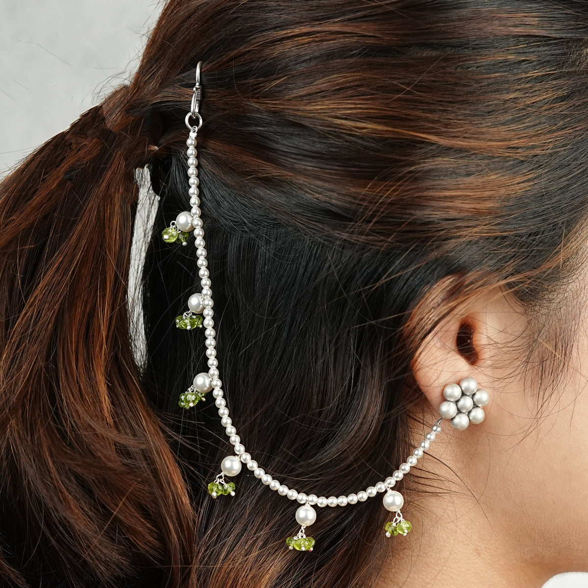 Pearls and Peridot Silver Vel (Project Handmade)