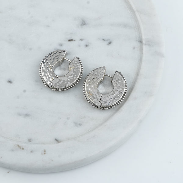 Silver Oxidised Hammered Hoops