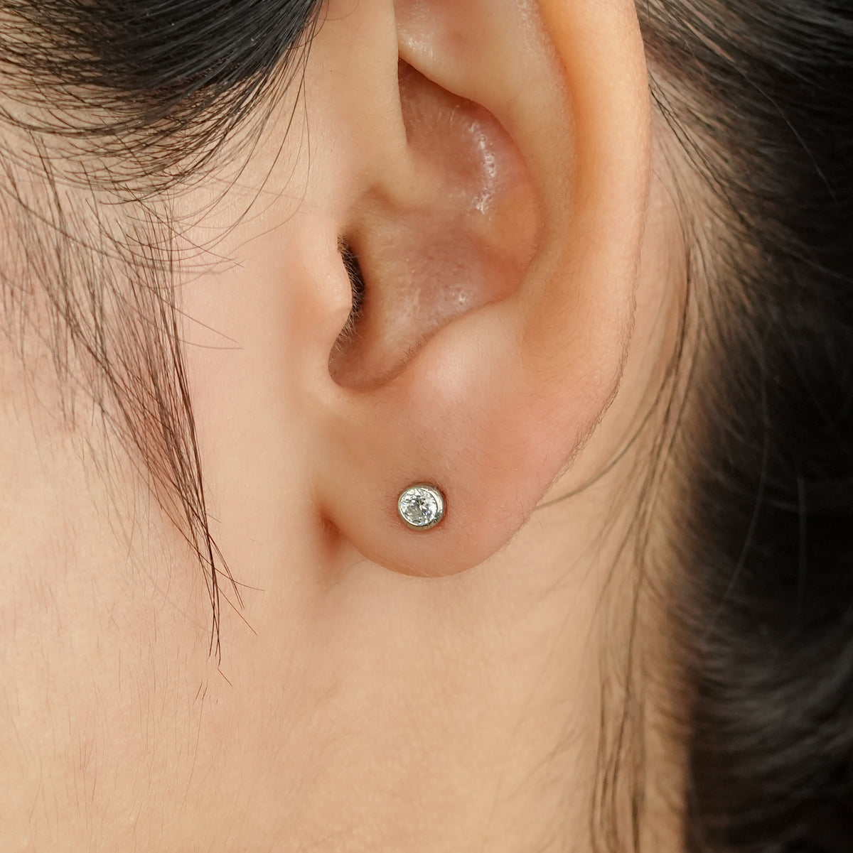 Tiny White CZ Stud