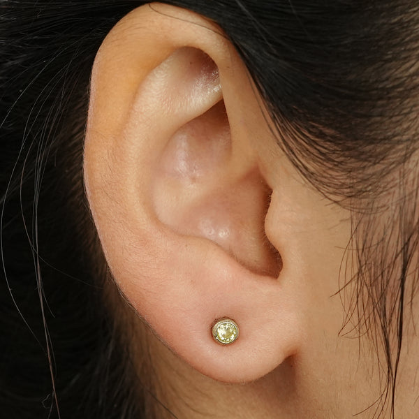Tiny Yellow CZ Stud