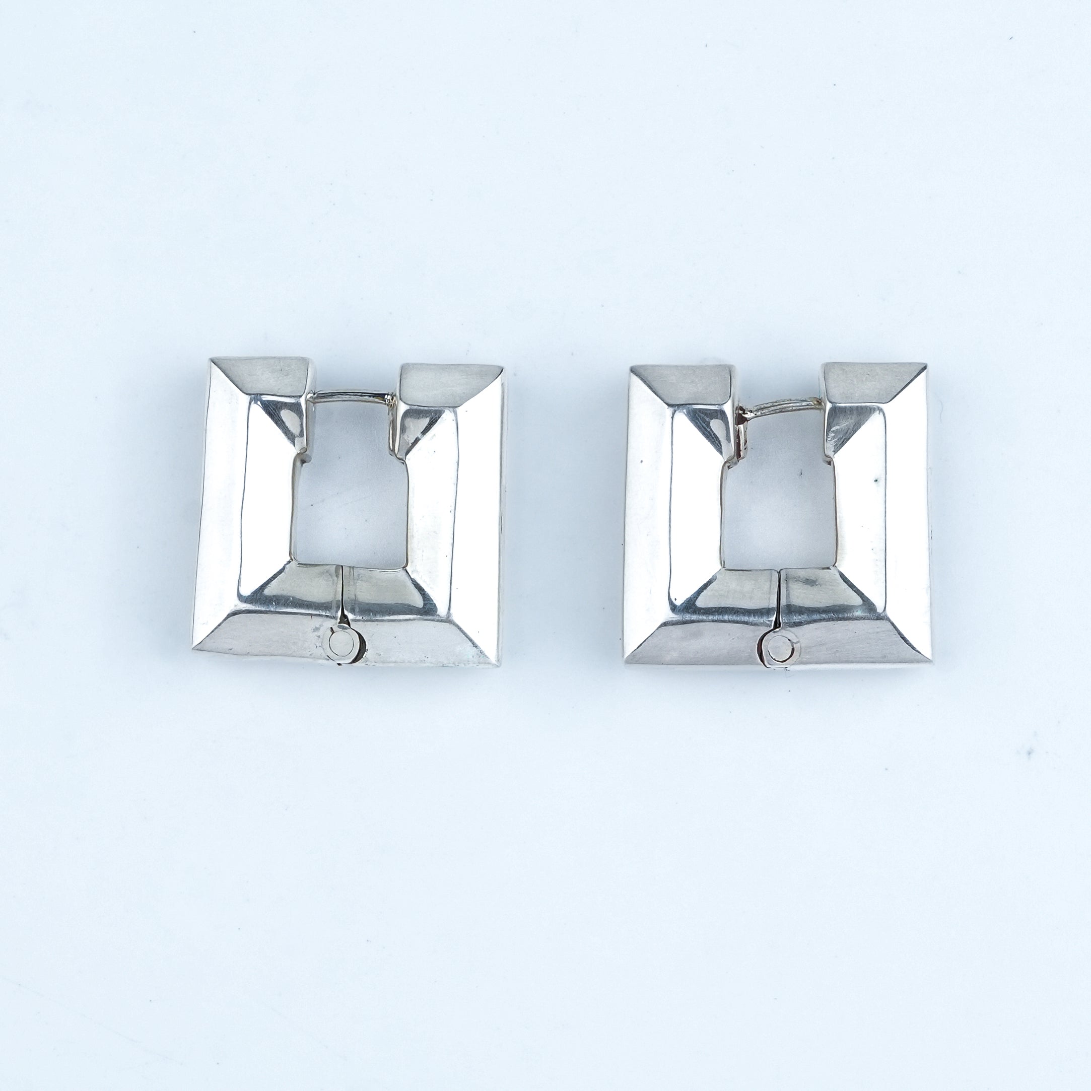 Silver Square Hoops
