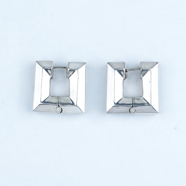 Silver Square Hoops