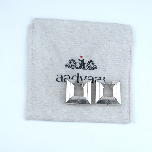 Silver Square Hoops