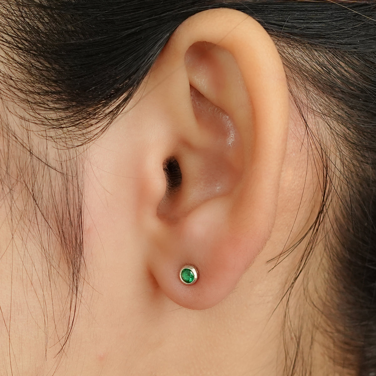 Tiny Green CZ Stud
