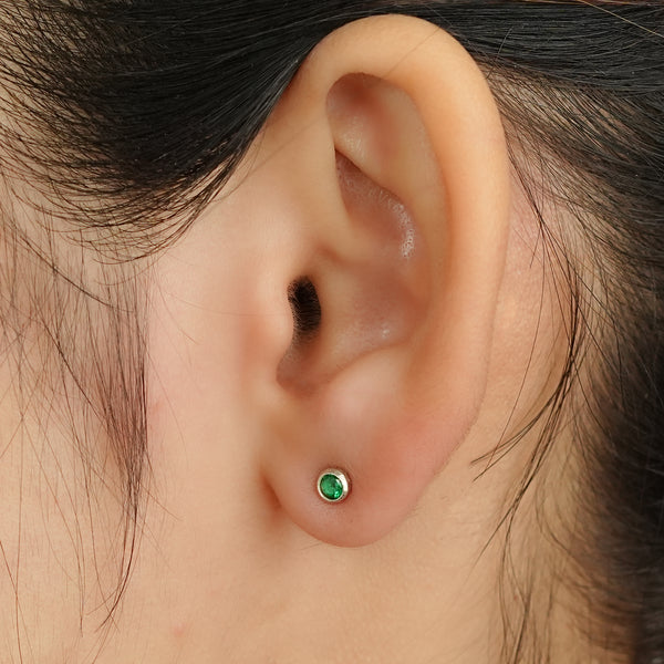 Tiny Green CZ Stud