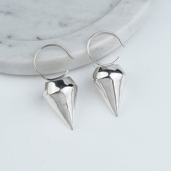 Silver Cone Dangle Earrings