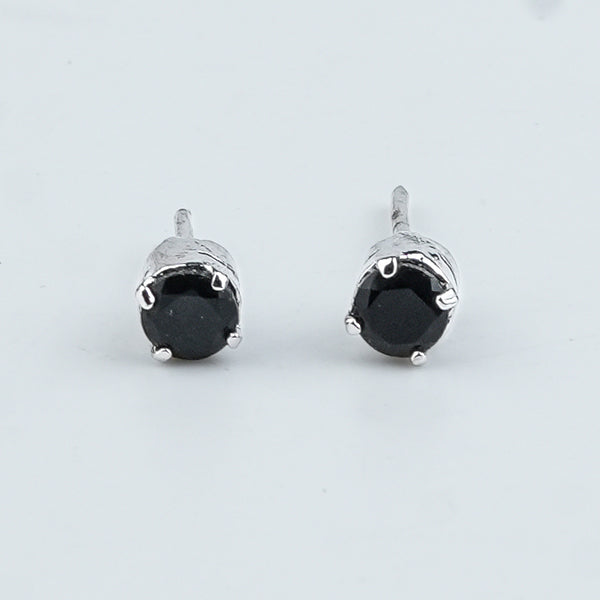 Silver Black Onyx Stud Earrings