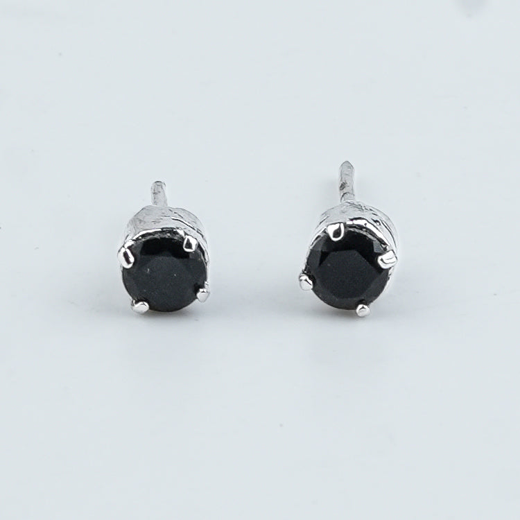 Silver Black Onyx Stud Earrings