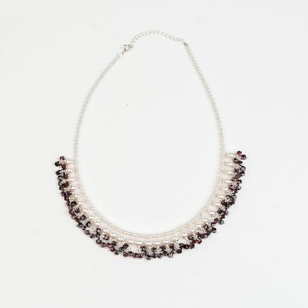 Luxe Necklace - Garnet and Pearls